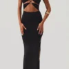 Oceane Cut Out Halter Neck Floor Length Maxi Dress in Black