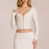 Odelia Lace Plunge Cardigan  in Ivory