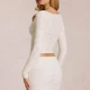 Odelia Lace Plunge Cardigan  in Ivory