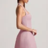 Odessa Pinstripe Halterneck Structured A-Line Mini Dress in Mauve