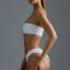 Oh Polly Swim: HOTFIX Edition Embellished Cut-Out Cheeky One-Piece Swimsuit in White