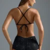 Oh Polly Swim: HOTFIX Edition Embellished Micro Bikini Top in Black