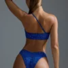 Oh Polly Swim: HOTFIX Edition Embellished One-Shoulder Bandeau Bikini Top in Royal Blue