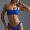 Oh Polly Swim: HOTFIX Edition Embellished One-Shoulder Bandeau Bikini Top in Royal Blue