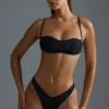 Oh Polly Swim: HOTFIX Edition Embellished V-Shaped High-Leg Cheeky Bikini Bottoms in Black