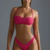 Oh Polly Swim: HOTFIX Edition Embellished V-Shaped High-Leg Cheeky Bikini Bottoms in Raspberry Sorbet