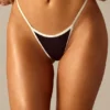 Old Money Triangle Thong Bikini Bottoms in Black