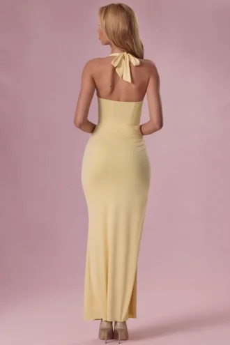 Olivette Jersey Corset Bridesmaid Dress in Butter Yellow
