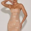 Olwen Embellished Bow-Detail Mini Dress in Almond