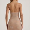 Olwen Embellished Bow-Detail Mini Dress in Almond