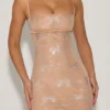 Olwen Embellished Bow-Detail Mini Dress in Almond