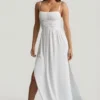 Olyssia Shirred Camisole Maxi Dress in White