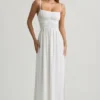 Olyssia Shirred Camisole Maxi Dress in White