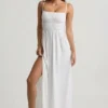 Olyssia Shirred Camisole Maxi Dress in White