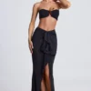 Ondine Ruffle-Trim Maxi Skirt in Black