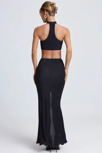 Ondine Ruffle-Trim Maxi Skirt in Black
