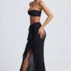 Ondine Ruffle-Trim Maxi Skirt in Black