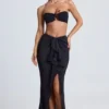 Ondine Ruffle-Trim Maxi Skirt in Black