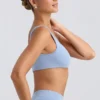 One-Shoulder Sports Bra in Washed Blue