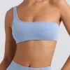 One-Shoulder Sports Bra in Washed Blue