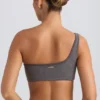 One-Shoulder Sports Bra in Washed Charcoal