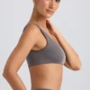 One-Shoulder Sports Bra in Washed Charcoal