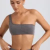 One-Shoulder Sports Bra in Washed Charcoal