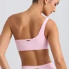One-Shoulder Sports Bra in Washed Ice Pink