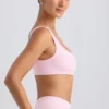 One-Shoulder Sports Bra in Washed Ice Pink