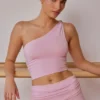 One-Shoulder Twisted Tank Top in Soft Pink