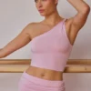 One-Shoulder Twisted Tank Top in Soft Pink