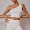 One-Shoulder Twisted Tank Top in Soft White