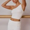 One-Shoulder Twisted Tank Top in Soft White