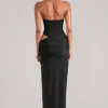 Oona Deep Plunge Halterneck Maxi Dress in Black