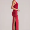 Oona Deep Plunge Halterneck Maxi Dress in Cherry Red