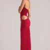 Oona Deep Plunge Halterneck Maxi Dress in Cherry Red
