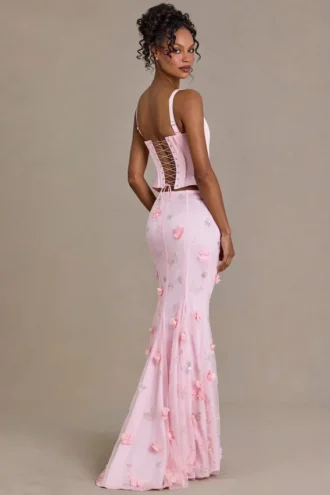 Opaline Premium Embellished Tulle Skirt in Baby Pink