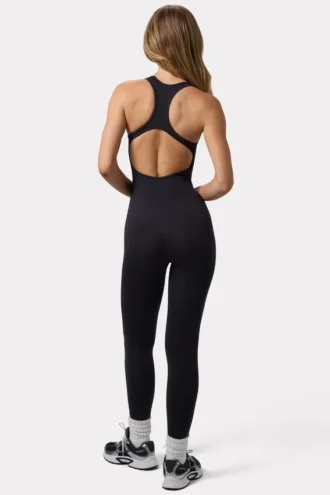 Open Back Define Luxe Unitard in Black