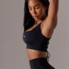 Open Back Square Neck Sports Bra in Black