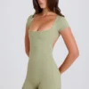 Open-Back Unitard in Matcha