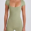 Open-Back Unitard in Matcha