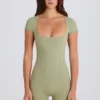 Open-Back Unitard in Matcha