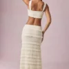 Orena Ruffled Mid-Rise Maxi Skirt in Ivory