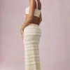 Orena Ruffled Mid-Rise Maxi Skirt in Ivory