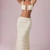 Orena Ruffled Mid-Rise Maxi Skirt in Ivory