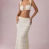 Orena Ruffled Mid-Rise Maxi Skirt in Ivory