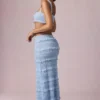 Orena Ruffled Mid-Rise Maxi Skirt in Powder Blue