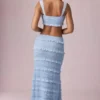 Orena Ruffled Mid-Rise Maxi Skirt in Powder Blue