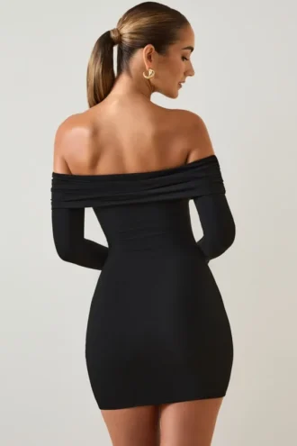 Oriana Modal Off-Shoulder Mini Dress in Black