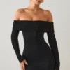 Oriana Modal Off-Shoulder Mini Dress in Black